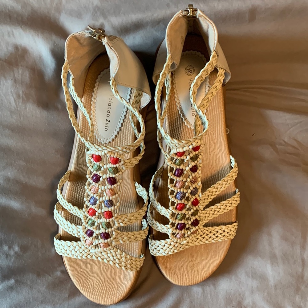 Yolanda Zula Beaded Sandals with zipper backs